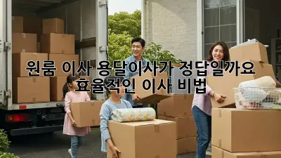 원룸 이사, 용달이사가 정답일까요? 효율적인 이사 비법